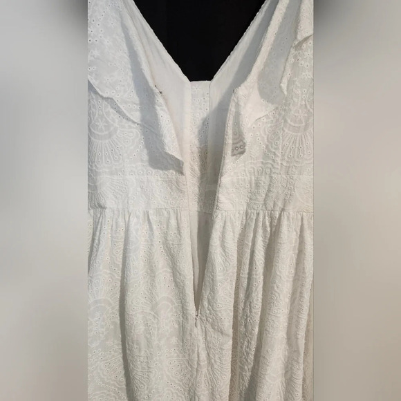 Cremieux Dress Women's Size 8 White Eyelet Ruffle Summer Preppy Midi Scallop Hem - Picture 9 of 9
